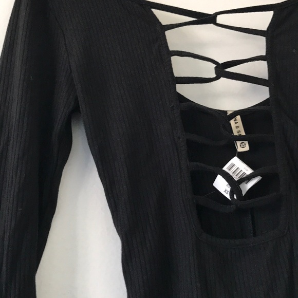 LF Emma and sam black lace up bodysuit - Picture 5 of 7